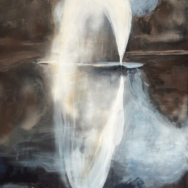 nimetön , (suihkulähde illalla) 2025, 90 x 120 cm akryyli kankaalle